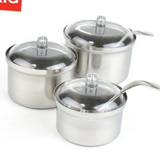 (올핀) 스텐양념통 PC뚜껑 양념단지 스텐다대기통 스텐다데기통 소금통 들깨통 천성양념통 숟가락 별도, 천성 스텐양념통 3호