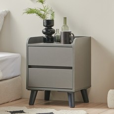 [초특가] 바로방가구 포포 400 미니 침대협탁 2단 서랍 틈새 쇼파 심플 사이드 테이블 협탁, 그레이
