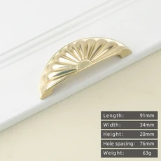 KEDLO 프랑스어 럭셔리 실버 쉘 핸들 주방 캐비닛 골드 핸들 복고풍 색상 당겨 핸들 가구 하드웨어 서랍 핸들, 05 6161-Gold