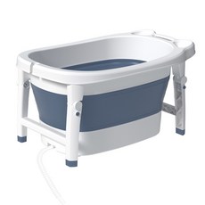 高品質狗狗洗澡盆 加大加高泰迪洗澡桶 貓咪洗澡金毛柯基清潔防跑洗澡盆, 1個, 藍白色(雙排水口帶出水管) 高44*寬8