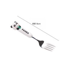 高顏值可拆卸防燙手柄叉子勺子卡通叉勺兒童吃飯餐具家用湯勺批發, 1個, 1個, 熊貓叉子