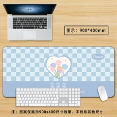 라이트 블루 감성 대형 마우스 패드 - XXL 카와이 데스크 매트 (여성용) 사무실 PC 설치용 미끄럼 방지 키, 03 LockEdge 30X60X2MM, 04 D