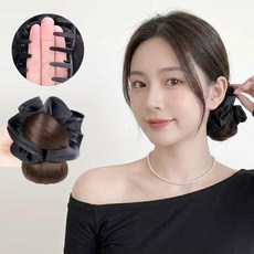 여성 헤어 곱창 밴드 볼륨 가발 집게형 자연스러운 머리핀, 1개, 브라운과 블랙