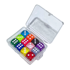 이음모음 미니 아크릴 주사위, 보관케이스 세트, 12개입