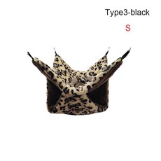 플러시 햄스터 해먹 작은 동물 더블 레이어 침낭 둥지 애완 쥐 다람쥐 케이지 하우스, S, Type3 Bla