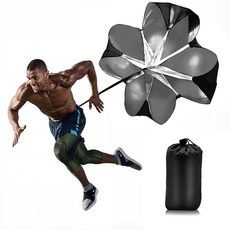 Nusogon 러닝 스피드 트레이닝 142.2cm(56인치) 스피드 드릴 저항 낙하산 러닝 스프린트 슈트 축구 축구 스포츠 스피드 트레이닝(블랙 벨크로 벨트)