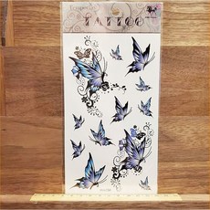藍紫色蝴蝶 紋身貼紙 【WAWA TATTOO】男女防水紋身貼紙刺青貼紙K37 9XO, 1個, 藍紫色