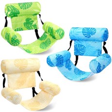 SON 온wyoung 3팩 공기 주입식 수영장 튜브 의자 성인용 플로팅 라운지 여름 조절 가능한 해먹 물 수영 파티 해변 호수 재미(열대 나뭇잎 스타일 세련된 색상) 2056, 열대 나뭇잎 스타일, 클래식 색상