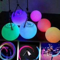 led 포이 볼 발광 멀티라이트 휘두르기 야광 포이 볼 퍼포먼스 리듬체조 라이트 빛나는 스피닝 손잡이, 리듬체조포이볼