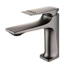 精銅平板龍頭 霧黑槍灰色 浴室龍頭 冷熱水龍頭 精選銅材 耐用防鏽, 1個