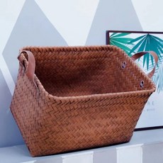 草編收納筐 斜編大號 38x28x20公分 附提把, 斜編小號30*25*17, 1套