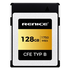 **RENICE 128GB CFexpress Type B 메모리 카드 pSLC 시리즈 지속 읽기 1750MB/s 쓰기 1500, 1개