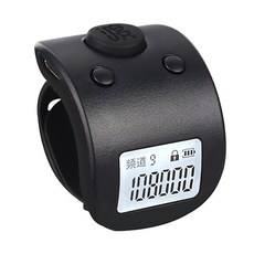 緣滿計數器 手動戒指型計數器 電子數顯靜音9通道夜光智能記數器 手指計數器 念佛計數器 指環計數器, 黑色, 1個