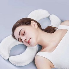 귀눌림방지 쿠션 옆으로자는 베개 편하게자기 구멍, 03. 화이트(면소재)-6cm