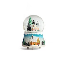 音樂八音盒水晶球聖誕節兒童節送女孩朋友生日禮物自動飄雪小擺件, 樹脂雪屋雙燈天空之城-發條