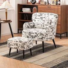 복고풍 엔틱 의자 빈티지 안락 거실 체어 카페 호텔 객실, E. 흑백 기하학