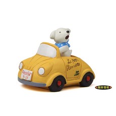 隨草憶境 開小車小狗汽車擺件, 一組入（高品質樹脂）