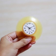 욕실용 흡착식 방수 벽시계, 내장 노란색 전자시계 4CM