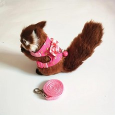 햄스터 하네스 가죽 끈 산책 활 종소리가있는 작은 애완 동물 옷 패딩 조끼, 1개, 색상: 1. 스칼렛 / 크기: B. M