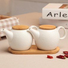 세트 레스토랑 우드 도자기 가정용 일본식 주방용 소금, 더블 소스 병, 1개, 기본 색상