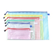 防水資料夾 透明網格收納袋 文件夾 拉鍊袋 A4網格拉鍊文件袋, 1個, B5, 隨機
