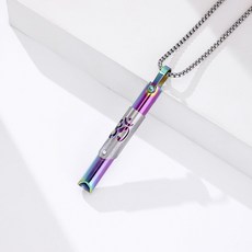 瑜伽符號冥想項鏈 呼吸減壓圓管口哨 正念緩解焦慮不銹鋼飾品吊墜, 七彩吊環款, 1個