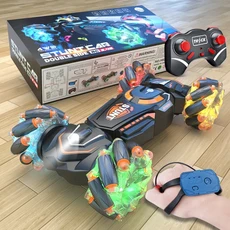 4륜구동 RC 스턴트카 회전 드리프트 2.4G 무선 리모컨 자동차 14세 이상 및 남자아이 사운드 라이트 장난감, 01 H6020 orange 2rc