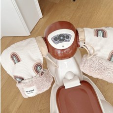 킥보드 장갑 핸드 워머 자전거글러브 어린이 유아 씽씽이 겨울 방한 털, 무지개-베이지, 1개