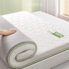 LIVINGO 프리미엄 라텍스 매트리스 접이식 매트 토퍼 침대 슈퍼싱글 싱글 바닥 메모리폼 퀸 메트릭스 1인용 손님용 더블 퀸 킹사이즈, 스노우화이트