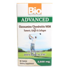 Bio NUTRITION 高級氨基葡萄糖軟骨素 MSM 2500 毫克片劑無麩質無糖, 1個, 90 件