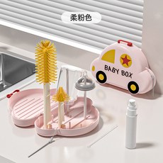 嬰兒硅膠奶瓶刷便攜式奶嘴刷硅膠刷子洗奶瓶刷子清潔刷外出寶寶, 粉色(彩盒裝):無規格, 1個