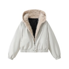 情侶款加絨加厚連帽外套 - 港風寬松休閑顯瘦保暖棉服