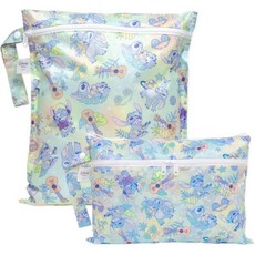 범킨스 방수 물티슈 및 포장 파우치 TSA 항공사 준수 아기용 팩 여행 수영복 천 기저귀 펌프 부품 체육복 세면도구 어린이집 지퍼백 4개 오션 라이프 블루, C2 Aloha Stitch