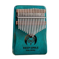 Keep Smile Kalimba 拇指琴 17音 動物插畫設計, 1個, 動物小箱琴系列 / 藍綠熊【17音】