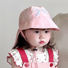 우주아이 여아용 밀키리본 플랩캡모자