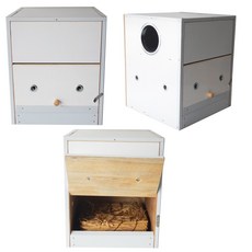 ＊來成鳥園＊/台灣製造/牡丹、小鸚、虎皮、蜜袋鼯等/生蛋、保暖、休息/巢箱/木箱/蜜袋鼯窩, 1個, 外掛式巢箱-牡丹箱+草片×1片,*側面洞口不分左右邊，依廠商來貨為主