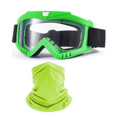 Immoono 더트 바이크 고글 페이스 마스크 포함 오토바이 ATV 모토크로스 스키 고글 레이싱 헬멧 오렌지 프레임 투명 렌즈, 초록색