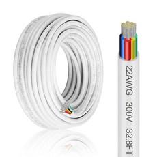 18 게이지 2선 전기선 32.8피트 18AWG 저전압 조경선 PVC 절연 케이블 유연한 전선 주택 배선용 LED 조명 스트립 자동차 정원 벨 스피커 3085094, 32.8FT/10M, 22AWG-8C(화이트)