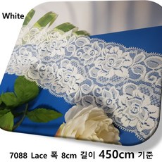 DKLACE-7088 / 자가드 스판 레이스 모음 / (폭 8cm 길이 1yd / 3yd / 5yd / 10yd기준), 5개, 화이트