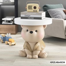 라이온킹 소형 병원 침실 캐릭터 테이블 인테리어 사이드 소품 집, 곰돌이티 테이블-브라운(높이43cm)