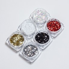 네일은재료빨 초미니 1mm 쪼꼬미 글리터, 1개, 쪼꼬미 하트 글리터 6종세트