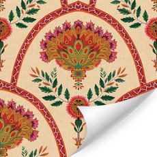 HLNIUC 보태니컬 플라워 벽지(43.2cm x 294.9cm(17 x 118인치)) 빈티지 작약 꽃 콘택트 페이퍼 시누아즈리 꽃 벽 종이 녹색 잎 덩굴 접착 아트지 빅, 보헤미아 플라워