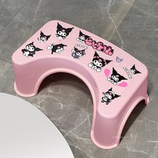 可愛卡通庫洛米馬桶凳 家用蹲坑神器 衛生間兒童成人墊腳凳, 粉色 庫洛米貼紙 升級款