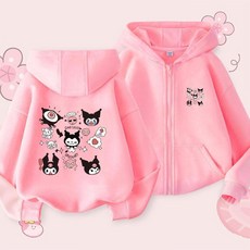 兒童外套 秋冬上新秋冬季女童開衫外套加絨庫洛米加厚連帽洋氣拉鏈兒童衛衣薄款外套