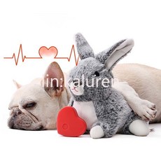 【崇德店】多樂米狗狗陪伴玩具 心跳兔子發聲陪伴狗狗玩具解壓益智解悶神器, 灰色, 1個