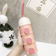 嬰兒奶粉盒 三層大容量 便攜外出 奶粉分裝盒 分隔儲存 密封防潮, 1個, 三層粉色無圖案