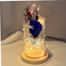 유리돔 LED 꽃 무드등 (소) 블루 인테리어 조명 집들이 선물 79000EA 1EA, 본상품