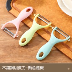 居家樂 不鏽鋼削皮刀 削皮器 直立式刮皮器 水果削皮刀 不鏽鋼刨刀 不銹鋼切絲刀, 顏色隨機, 1個