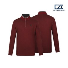 봄가을용 커터앤벅 남성 멜란지 자카드 시보리 하이넥 반집업 긴팔티 CBMTS53915