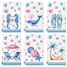 QIONG MENG 발렌타인 데이 키친 타월 35.6 x 53.3cm(14 21인치) 하이랜드 소 주방 접시 핸드 계절 휴일 기념일 실내 욕실 장식 선물 6개 세트